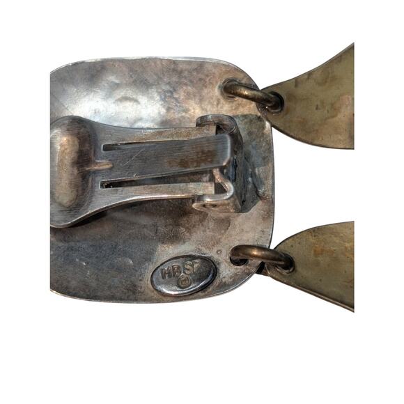 Marjorie Baer SF Signed Brass Mixed Metal Modern Dangle Drop Clip On Earrings - Picture 3 of 8